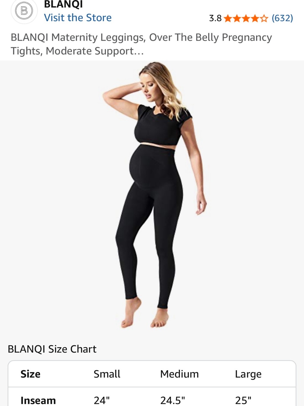 BLANQI Black Maternity Support Leggings